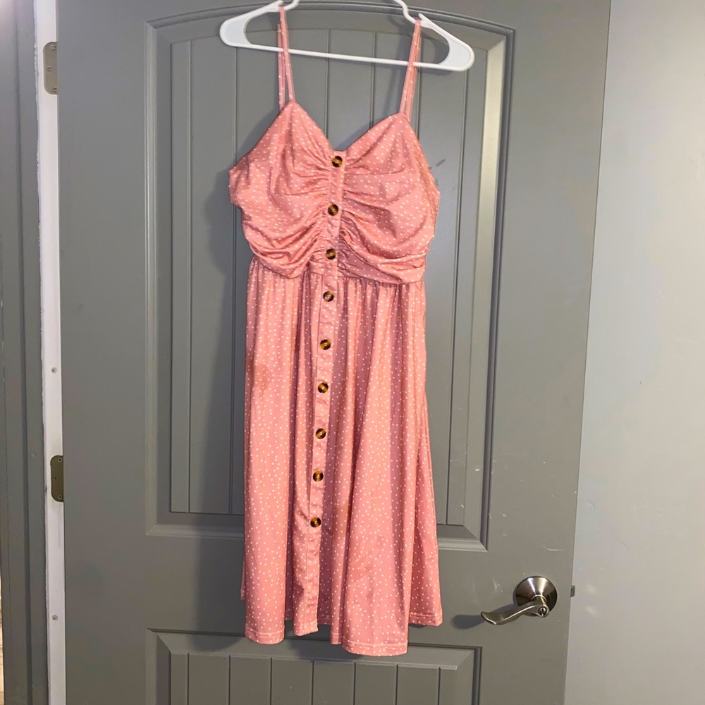 Pink polka dot dress